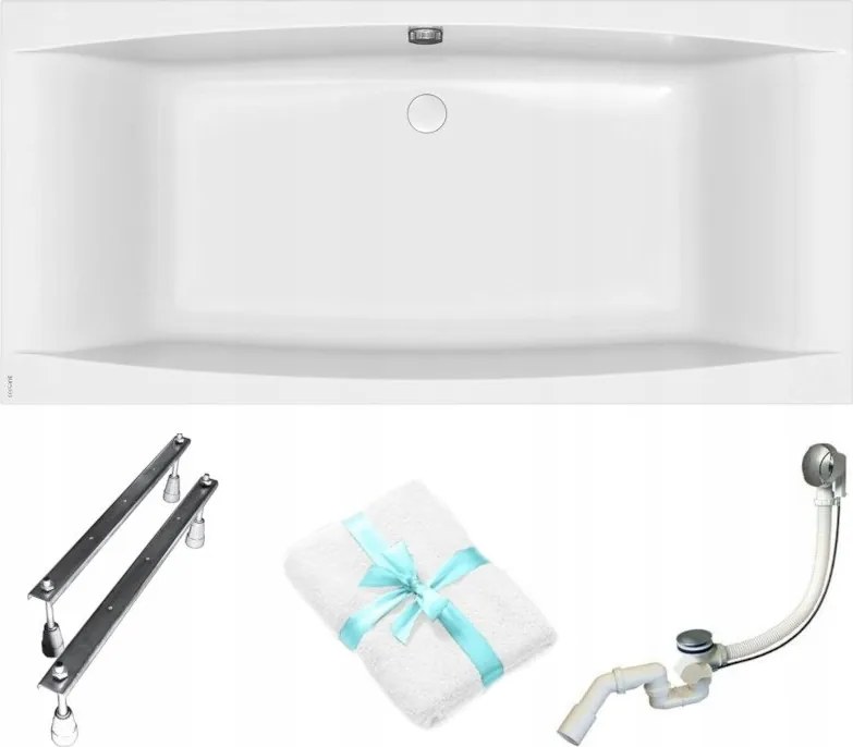 Virgo téglalap alakú akril kád 190x90 szifon láb törölköző