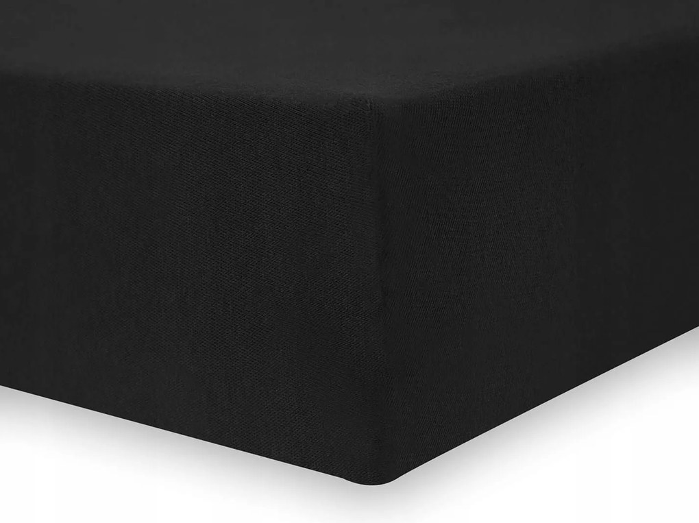 Fekete jersey lepedő 80-90x200+30 gumis