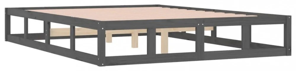 szürke tömör fa ágykeret 150x200 cm (King Size)