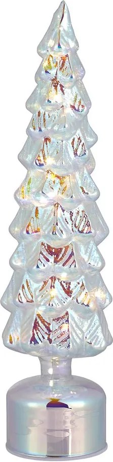 XMAS világító-forgó dekorfenyő LED fénnyel, ezüst 39 cm
