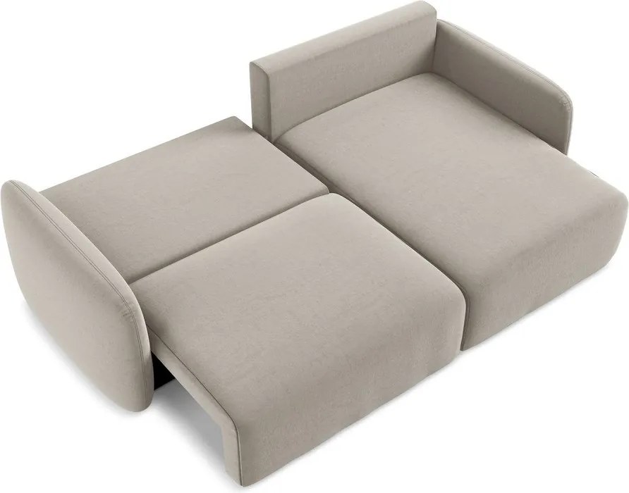 Szürkésbarna bársony kinyitható-tárolóhelyes sarokkanapé (jobb oldali-heverő résszel) Kalena – Makamii