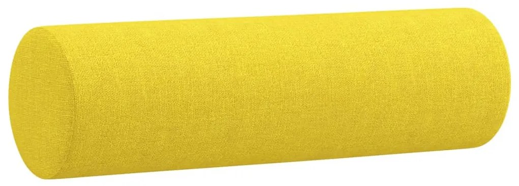 2 személyes világossárga szövet kanapé díszpárnákkal 140 cm