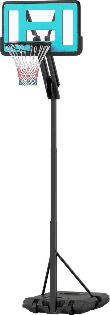 SPORTNOW Kültéri Kosárlabda Gyűrű Kerekekkel, Magasságállítható 146–236 cm Kosárlabda Állvány 71x45cm Hátfallal, Hordozható Kosár Fiatalok és Felnőtte