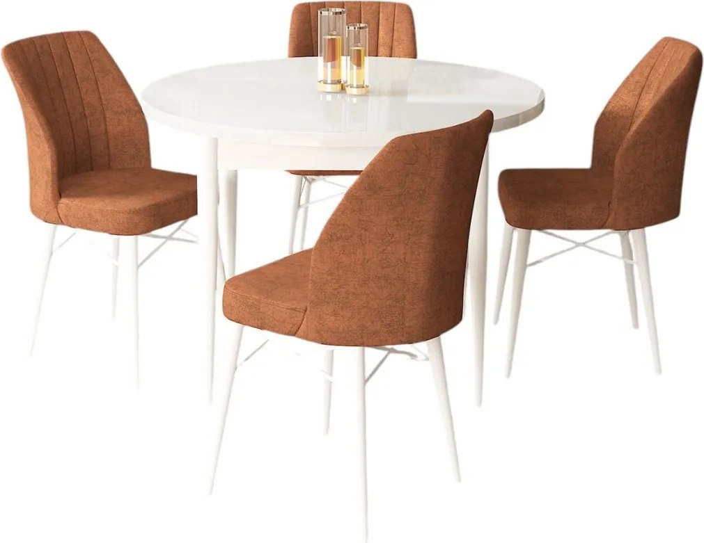 Rox étkezőgarnitúra, fehér-téglavörös, 90 cm