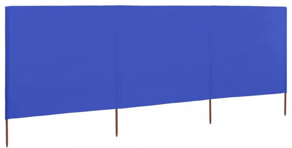 3 paneles azúrkék szövet szélfogó 400 x 80 cm