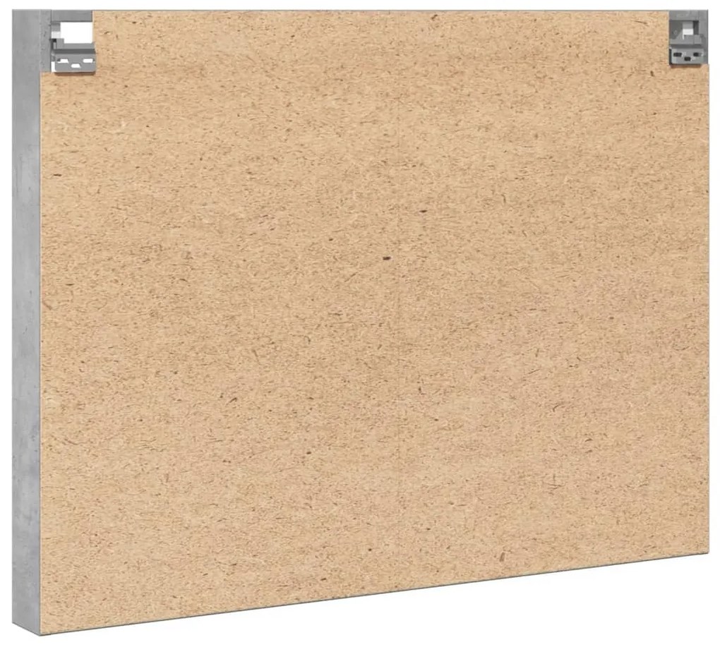 betonszürke szerelt fa vitrinszekrény 100 x 8,5 x 75 cm