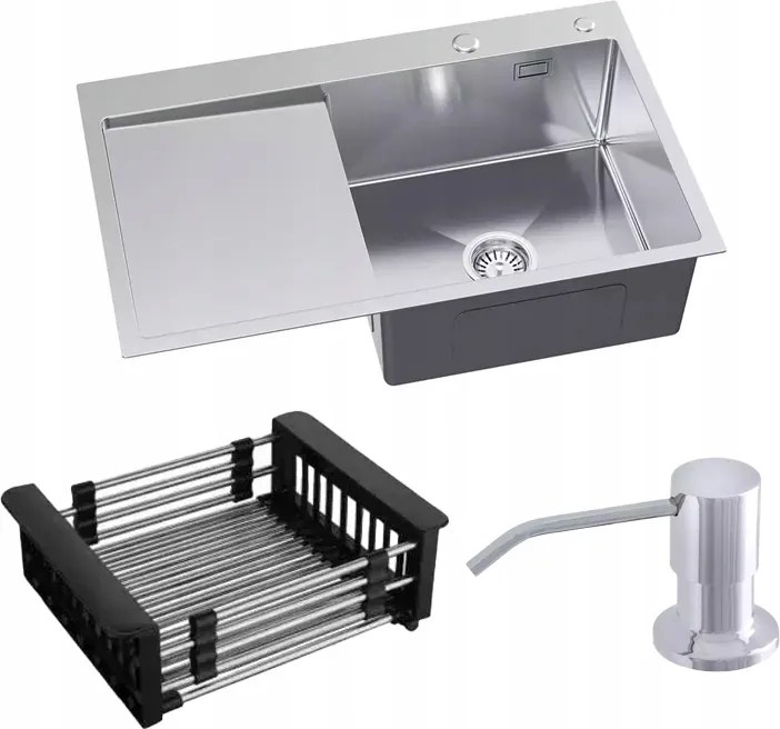 Irma mosogató acél inox 78x49 cm Szett adagoló csepegtető