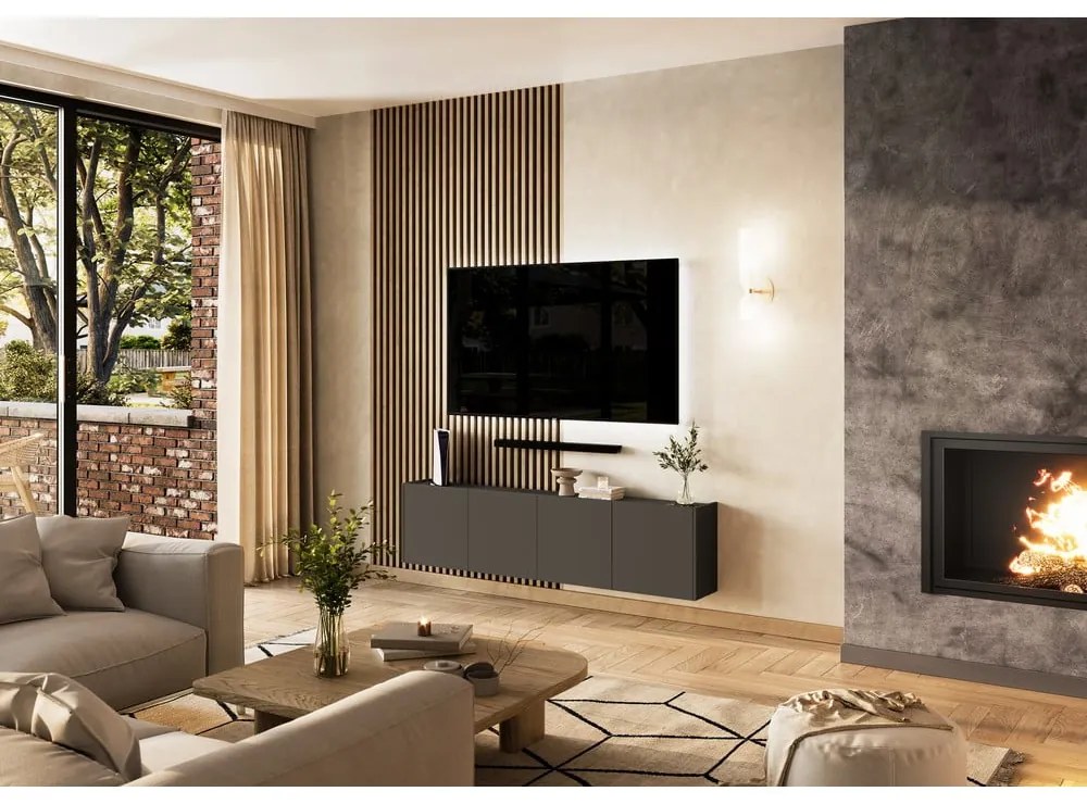 Antracitszürke TV-állvány 183x45 cm Piana – Germania