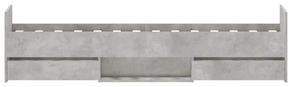 betonszürke ágykeret fej- és lábtámlával 75 x 190 cm