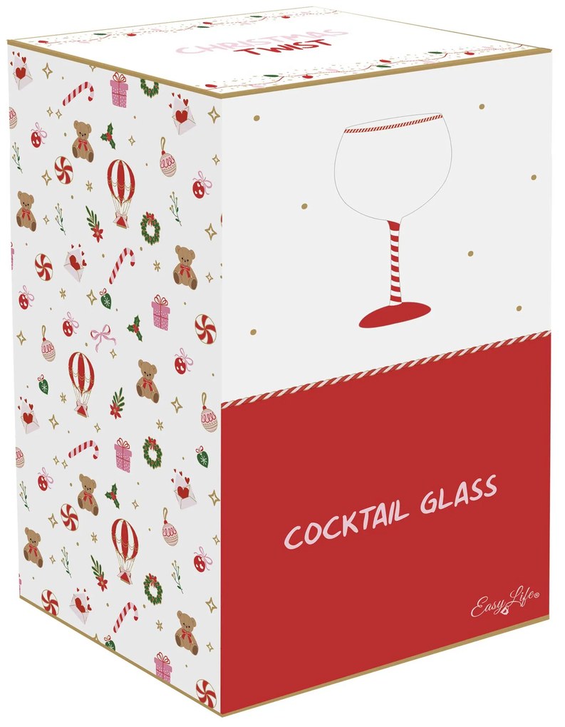 Karácsonyi koktél / Gines üveg pohár 500 ml díszdobozban Christmas Twist