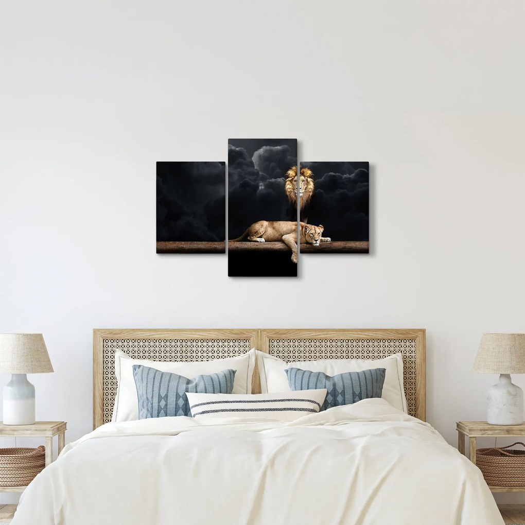 Kép - oroszlán és a nőstény oroszlán a felhőkben (90x60 cm)