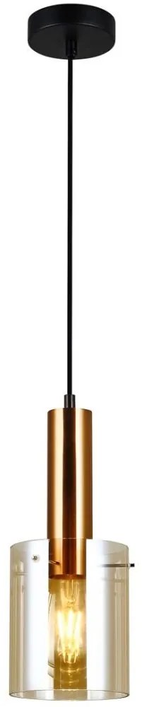 ITALUX PND-5581-1-BRO+AMB - Csillár zsinóron SARDO 1xE27/40W/230V fekete/réz