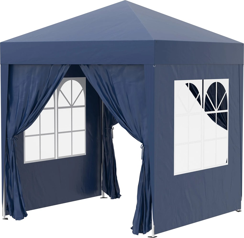 Outsunny 2x2m Vízálló, Összecsukható Pavilon 4 Oldalfallal, Drainázsnyílásokkal, UV 30+ Kerti Pavilon Szállító Táskával, Teraszra | Aosom