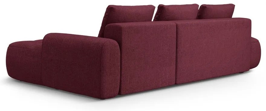 Borvörös kinyitható-tárolóhelyes sarokkanapé (jobb oldali-heverő résszel) Linz – Cosmopolitan Design