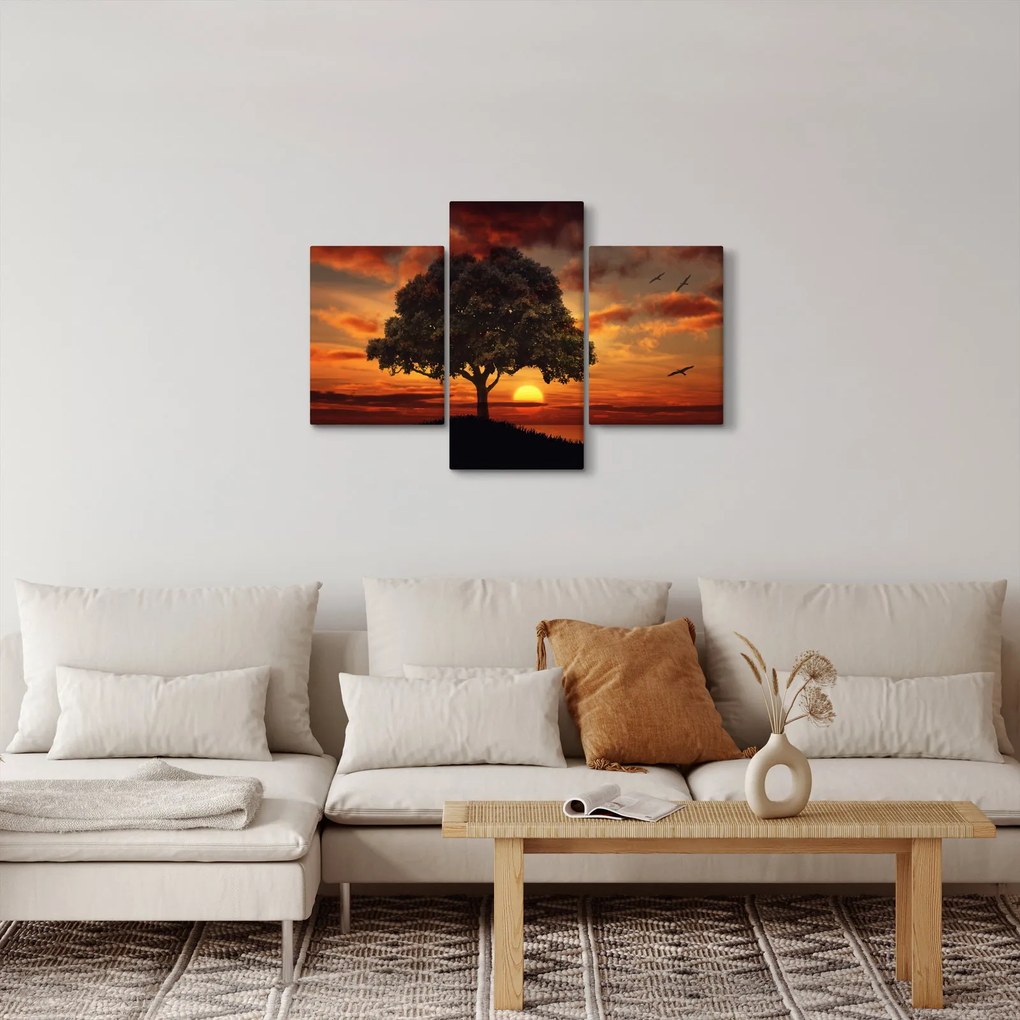 Fa képe naplementével (90x60 cm)
