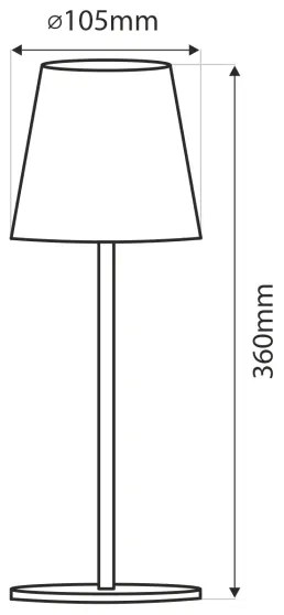 LED érintős asztali lámpa, állítható fényerő, 5W, 5V USB, 1200 mAh, fehér