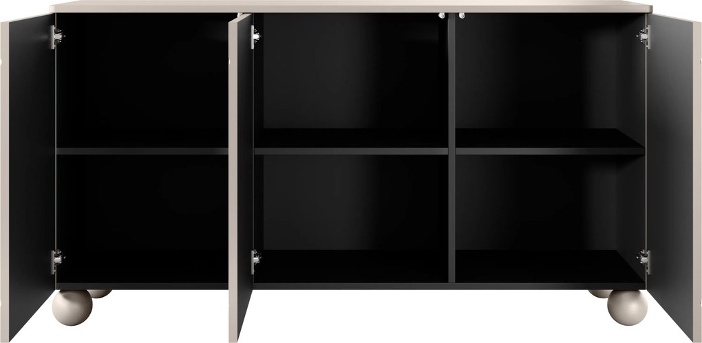 Sonatia II komód 150 cm háromajtós - kasmír / gömb lábak