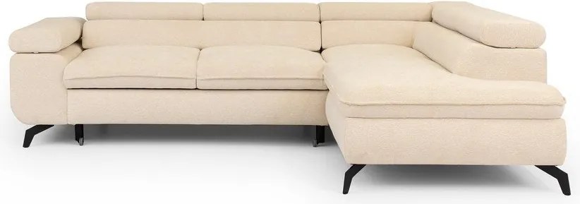 Krémszínű zsenília sarokkanapé (jobb oldali-L alakú) Marbeya – Ropez