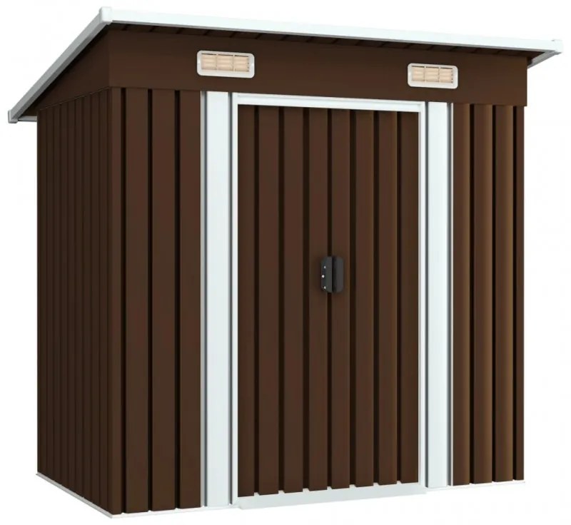 VidaXL barna acél kerti fészer 194 x 121 x 181 cm