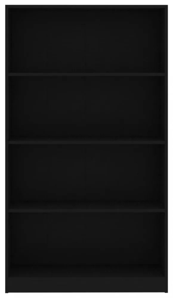 4-szintes fekete szerelt fa könyvszekrény 80 x 24 x 142 cm