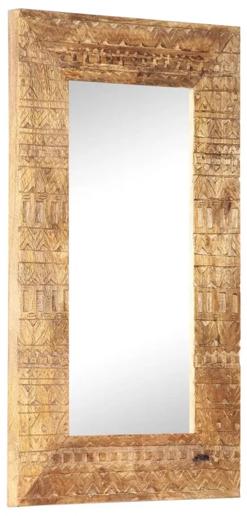 kézzel faragott tömör mangófa tükör 80 x 50 x 2,5 cm