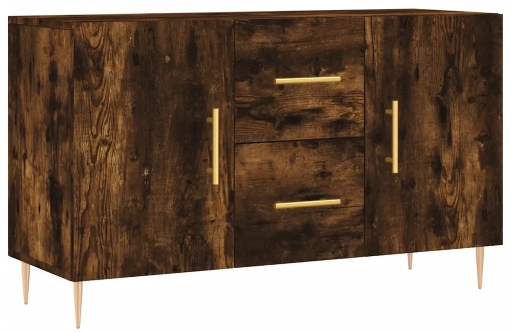 Füstös tölgy színű szerelt fa tálalószekrény 100 x 36 x 90 cm