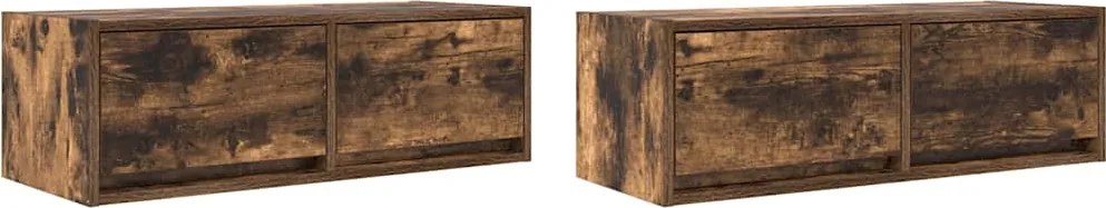 vidaXL 2 db füstös tölgy színű szerelt fa TV-szekrény 80x31x25,5 cm