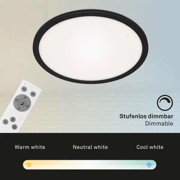 Briloner 7168-015 - LED Dimmelhető mennyezeti lámpa PIATTO LED/22W/230V fekete + távirányító