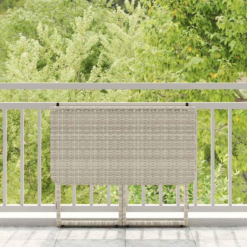 világosszürke polyrattan összecsukható kerti asztal 90x51x75 cm