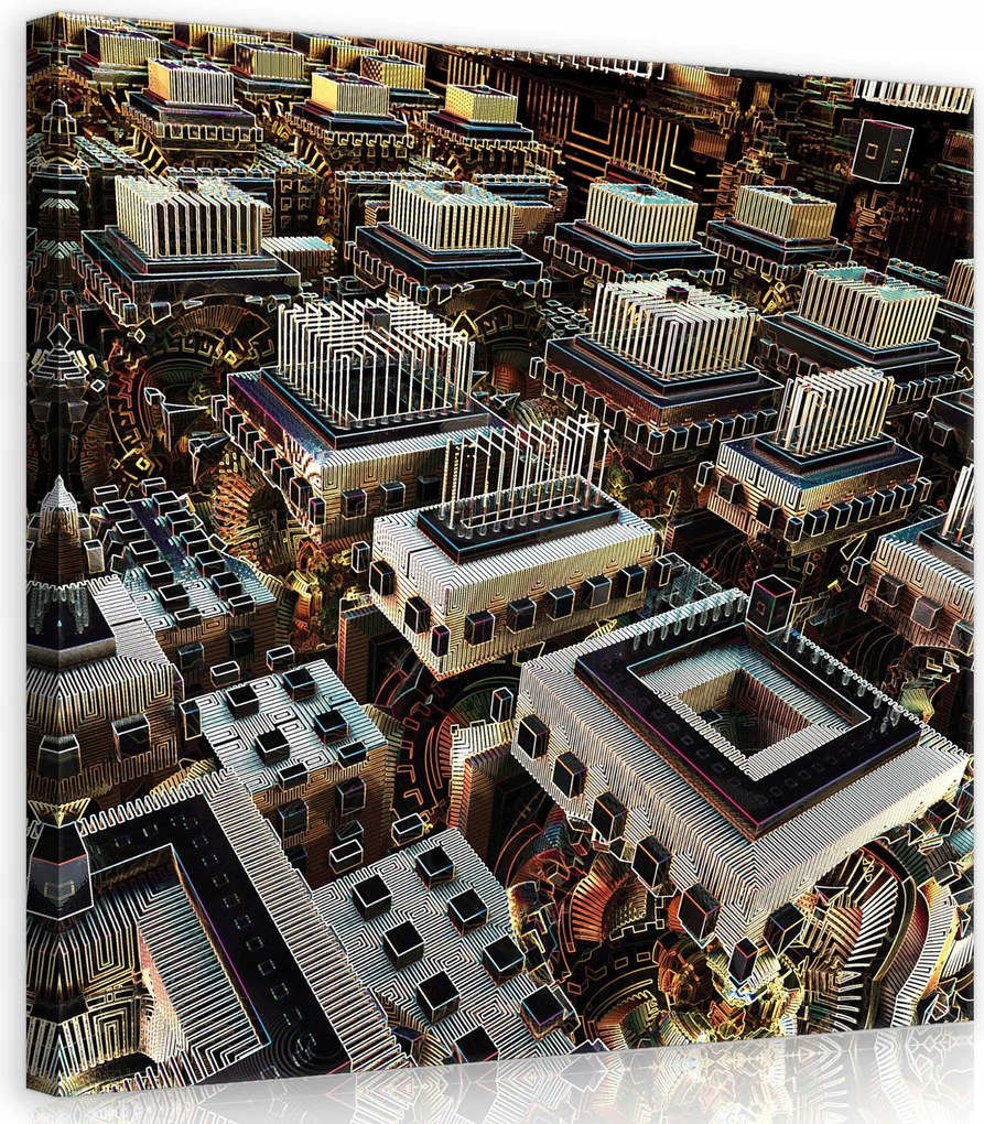 Vászonkép 80x80 Futurisztikus város absztrakt geometria technológia