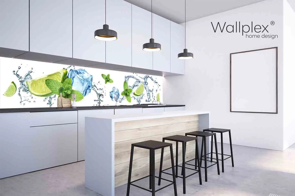 Wallplex falburkoló konyhapanel Lime és jég (Méret: Kicsi 60x120)