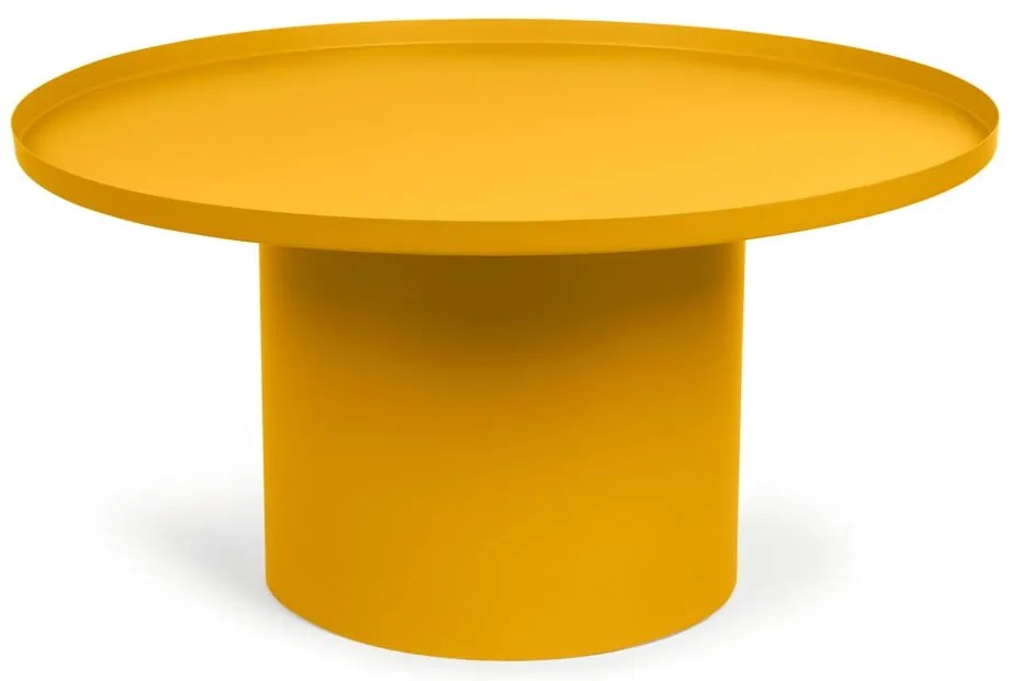 Mustársárga fém kerek dohányzóasztal ø 72 cm Fleksa – Kave Home