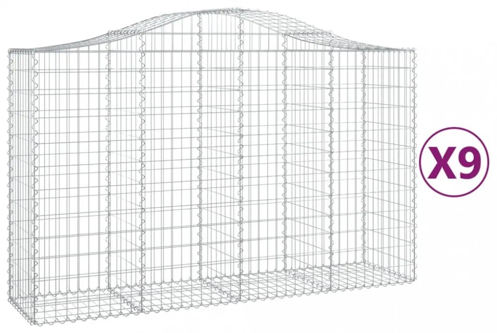 9 db íves horganyzott vas gabion kosár 200x50x120/140 cm