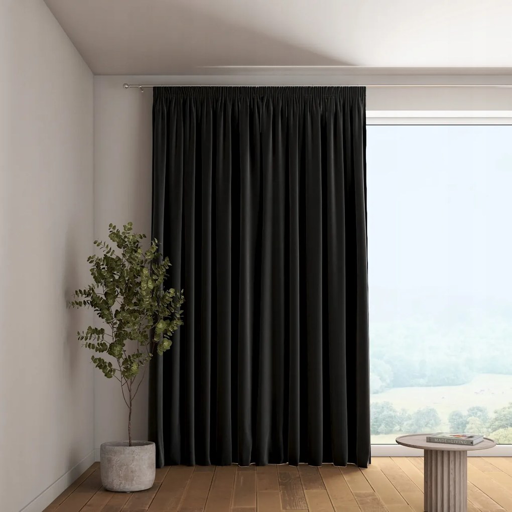 Dekoria Függöny ráncoló szalaggal 1 db 130x260cm fekete