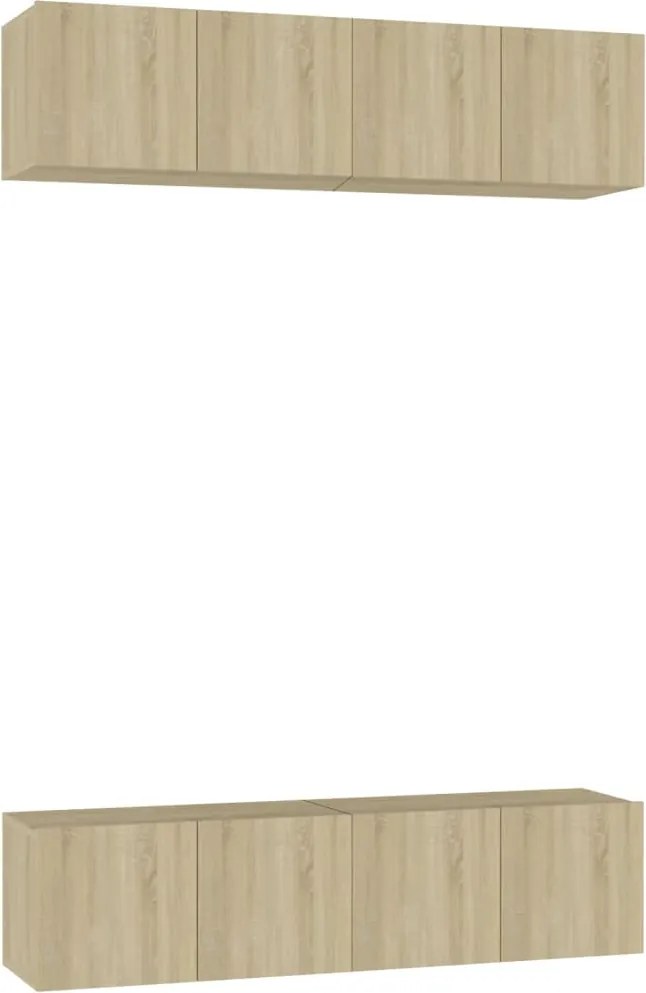 vidaXL 4 db sonoma tölgy színű szerelt fa TV-szekrény 60 x 30 x 30 cm