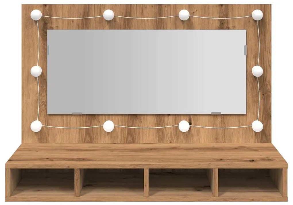 Artisan tölgyfa tükrös szekrény LED-del 90x31,5x62 cm