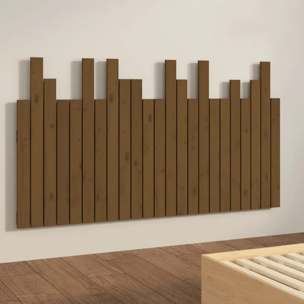 mézbarna tömör fenyőfa fali fejtámla 146,5 x 3 x 80 cm