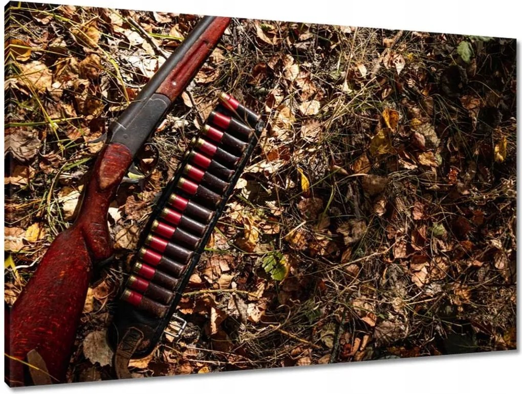 Vászonkép 90x60 Vadászat puska töltények