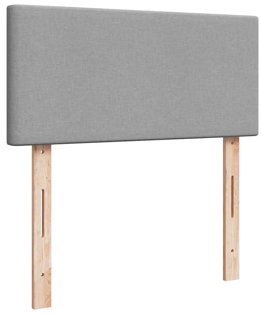 világosszürke szövet ottomán ágy matraccal & LED-ek 80x200cm