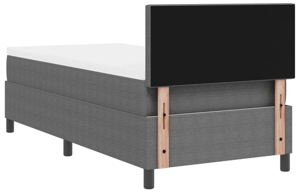 Boxspring ágy matraccal, világosszürke, 90x200 cm, kordbársony
