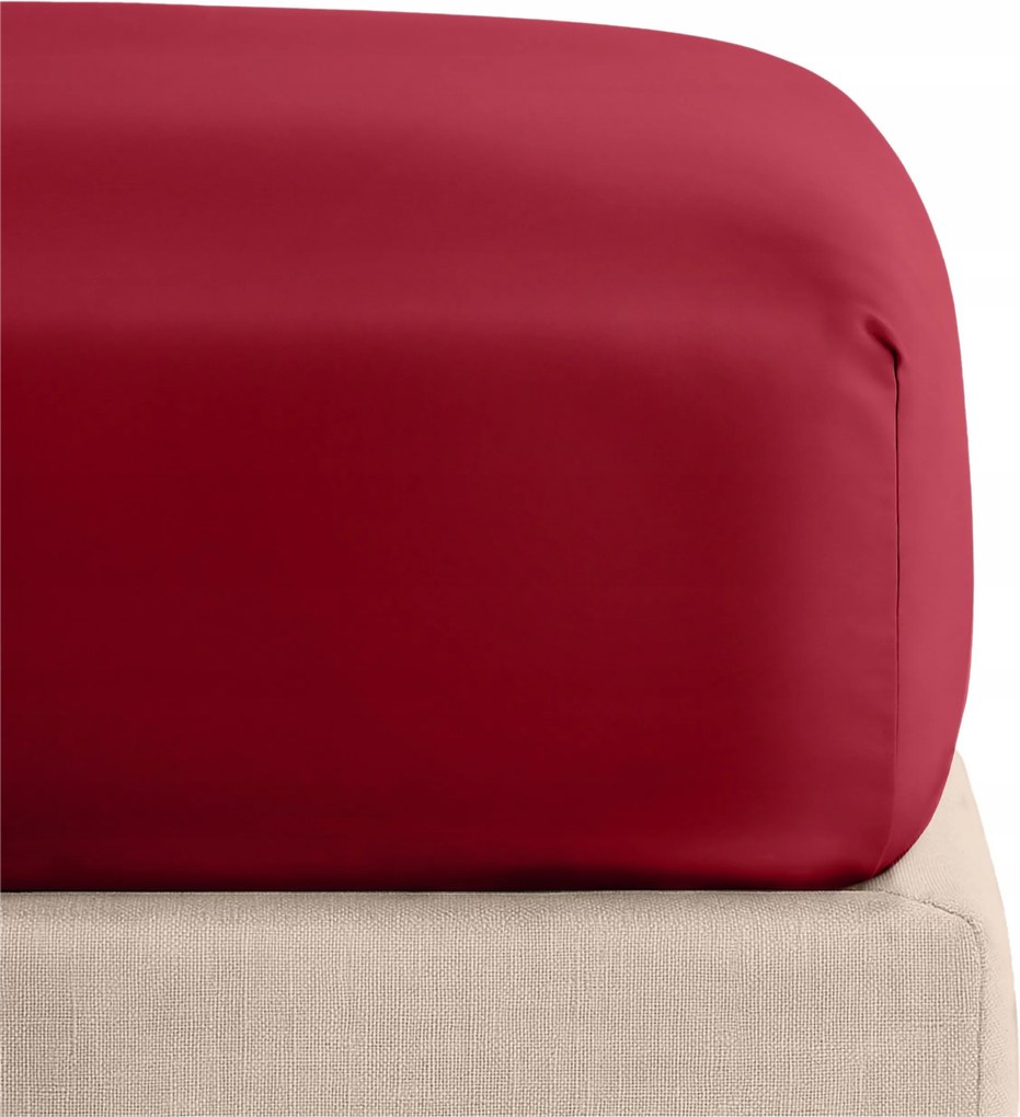 Szatén gumis lepedő 90x200 bordó egyszínű magas matrachoz