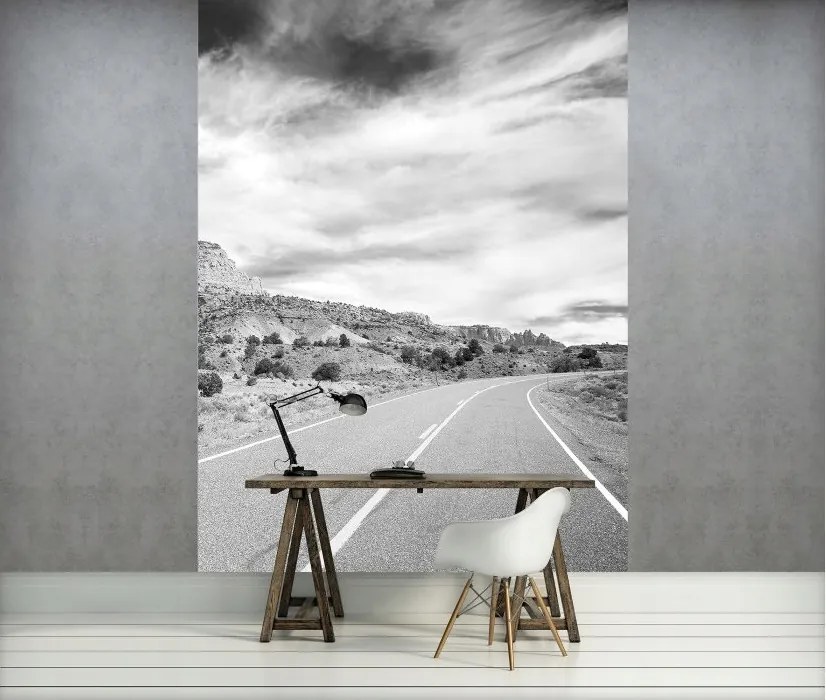 Fotótapéta Hegyek Út Monokróm Vinyl perspektíva 184x254 +ragasztó