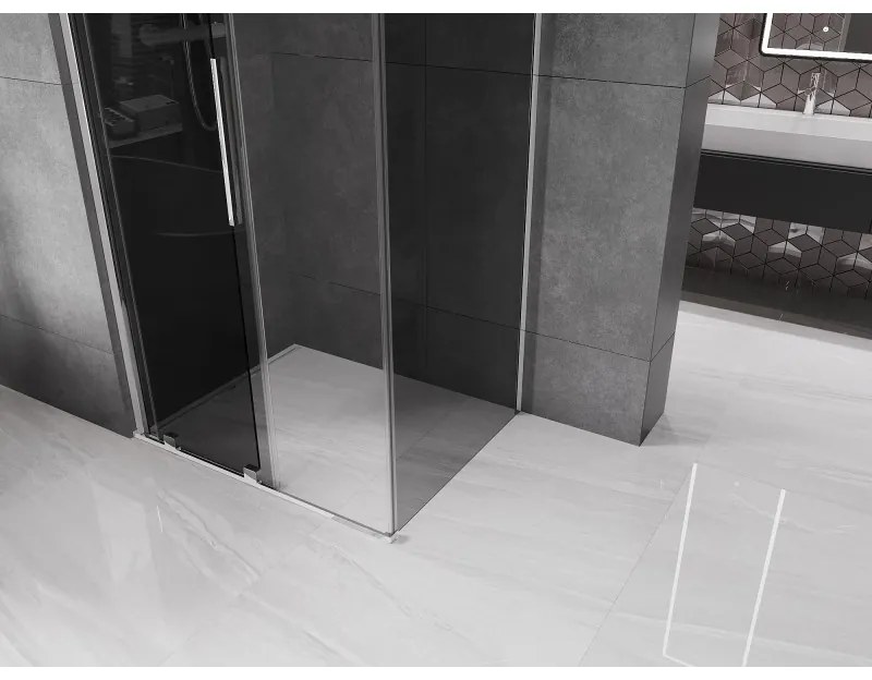 Mexen Velar, zuhanykabin tolóajtóval 100 x 80 cm, 8mm szürke üveg, króm, 871-100-080-41-01