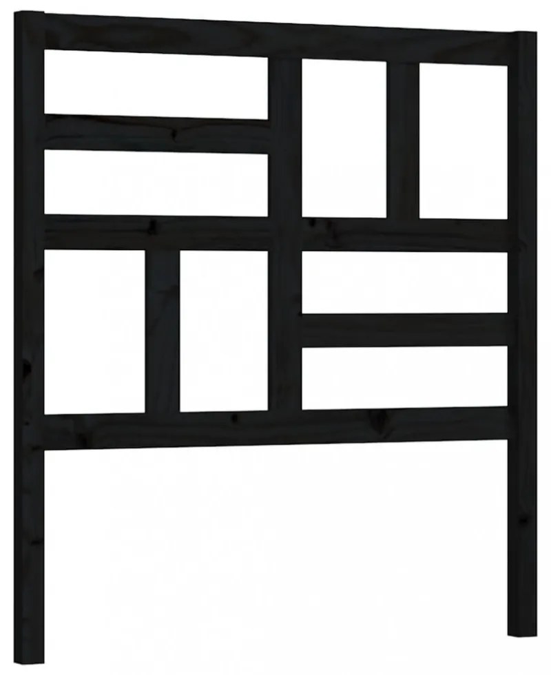 fekete tömör fenyőfa ágyfejtámla 81 x 4 x 104 cm