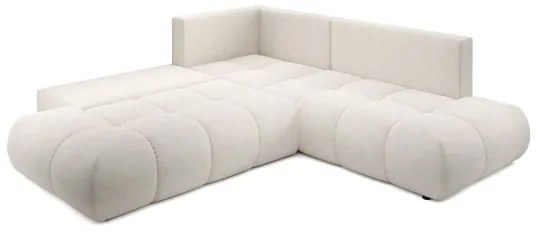 Ágyazható, tárolós kárpitozott L alakú sarokülőgarnitúra ALMADA, balos, bézs