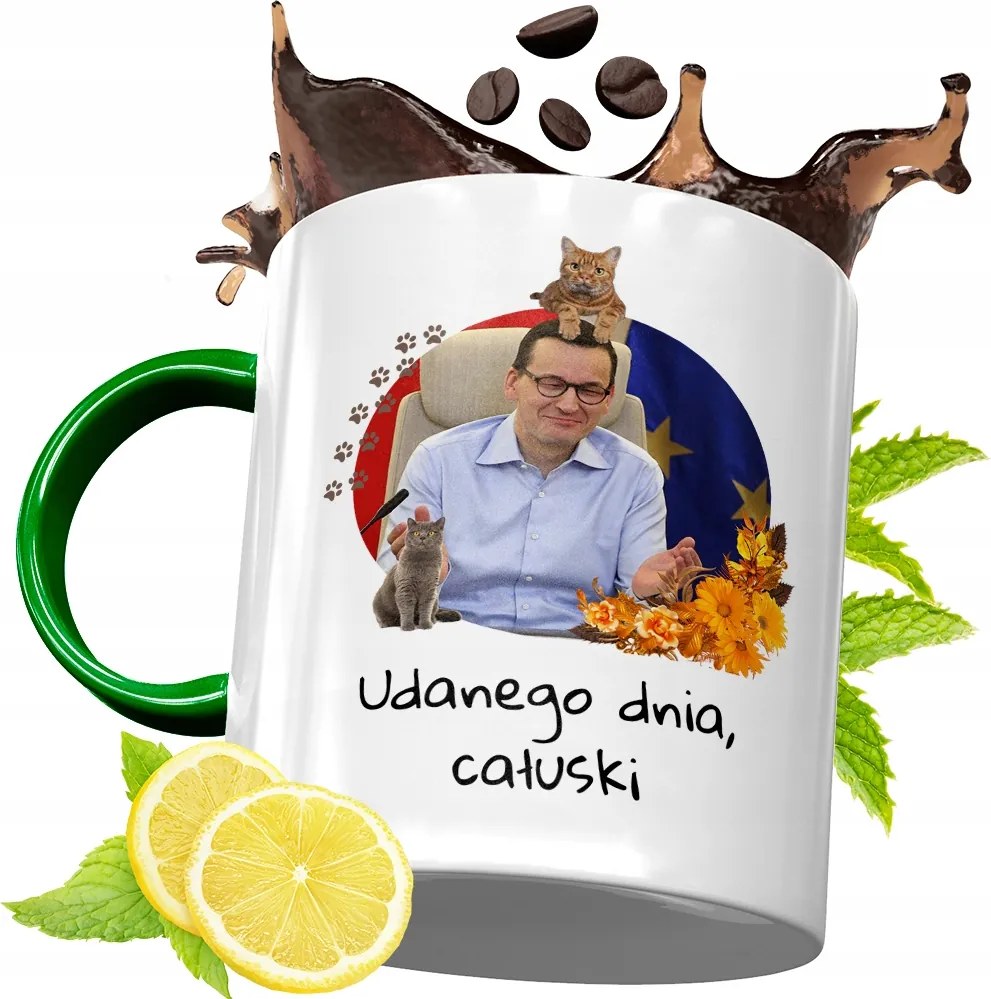 Máté Morawiecki Zöld Bögre Ajándék, fényképes nyomattal