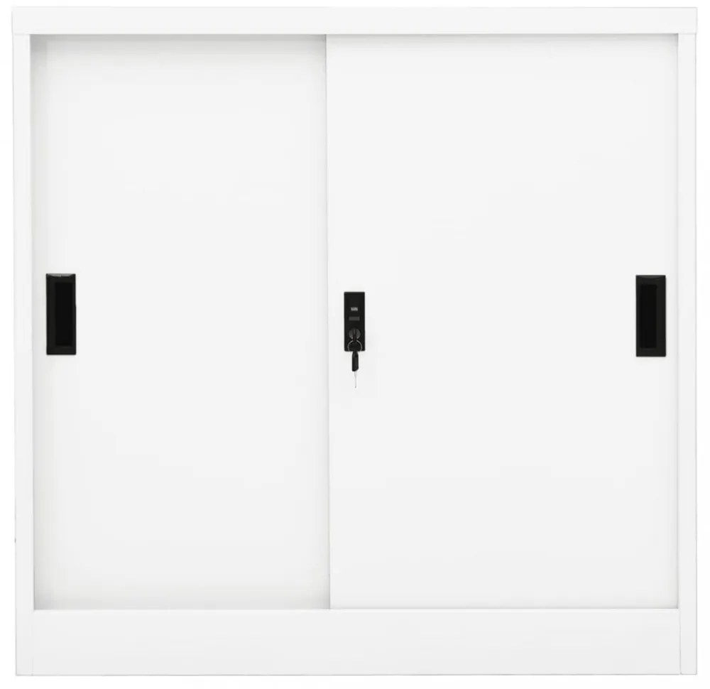 fehér acél tolóajtós irodai szekrény 90 x 40 x 90 cm