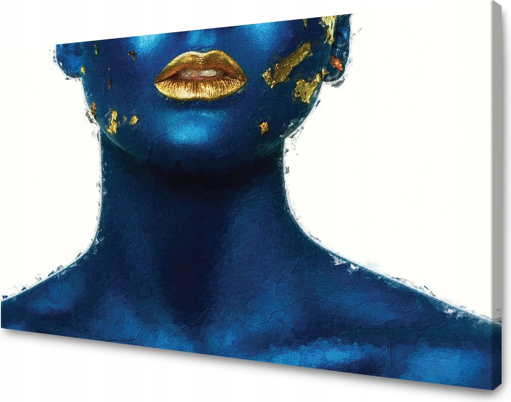 Vászonkép Művészet Festett Nő Arany Száj 120x70 cm
