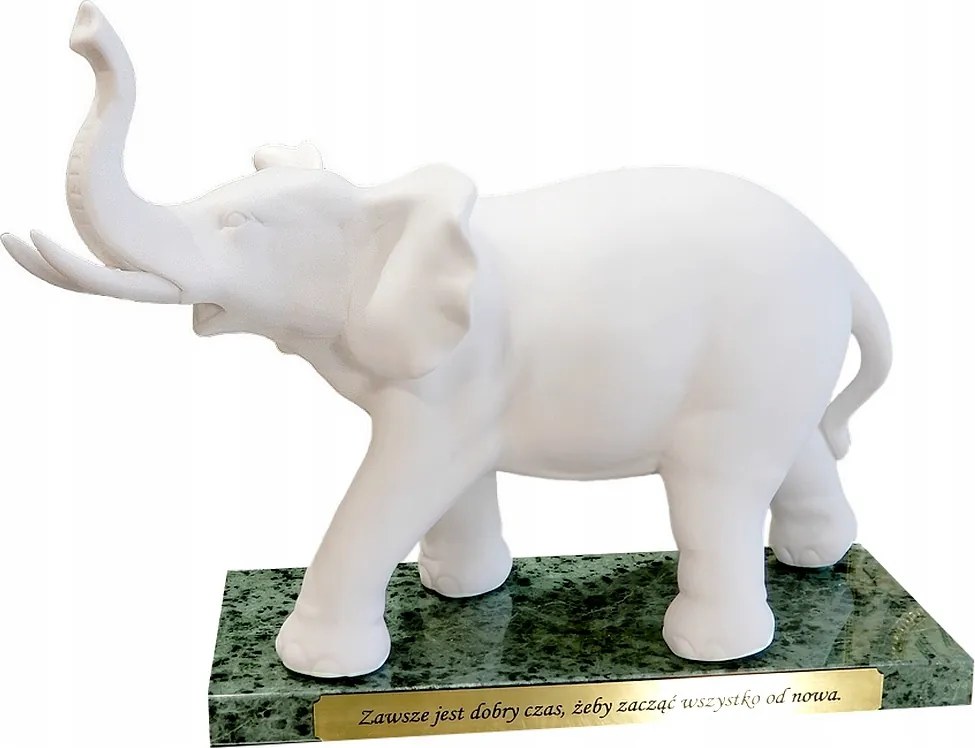 Fehér Porcelán Elefánt Szerencsére Okos Ajándék Márványlapon