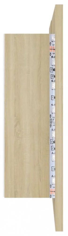 tölgyszínű akril LED-es tükrös fürdőszobaszekrény 80x12x45 cm